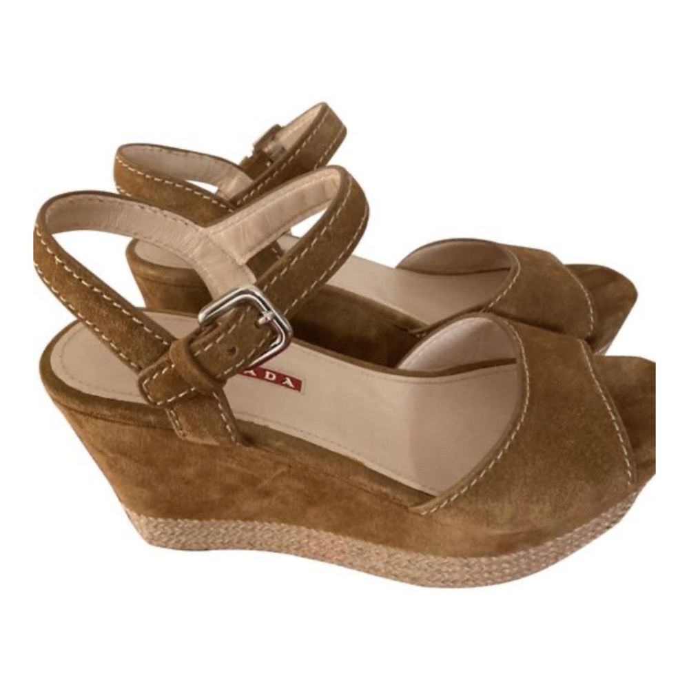 PRADA Suede Espadrille Wedges size 8.5